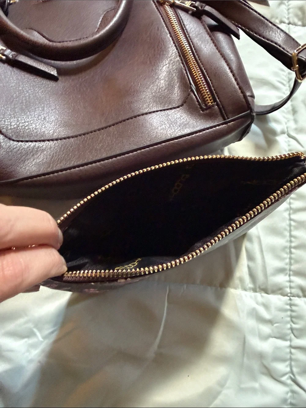 Big Buddha Brown Satchel with Gold Hardware
